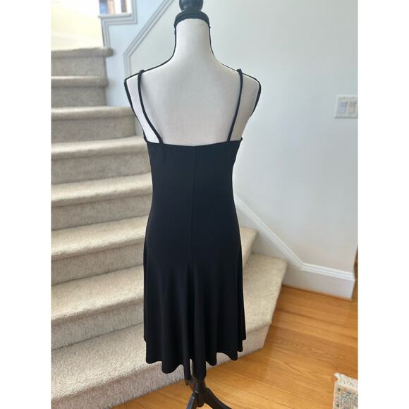 Joseph Ribkoff Black Drop Waist Stripe Bandage Sleeveless Dress - Picture 4 of 8